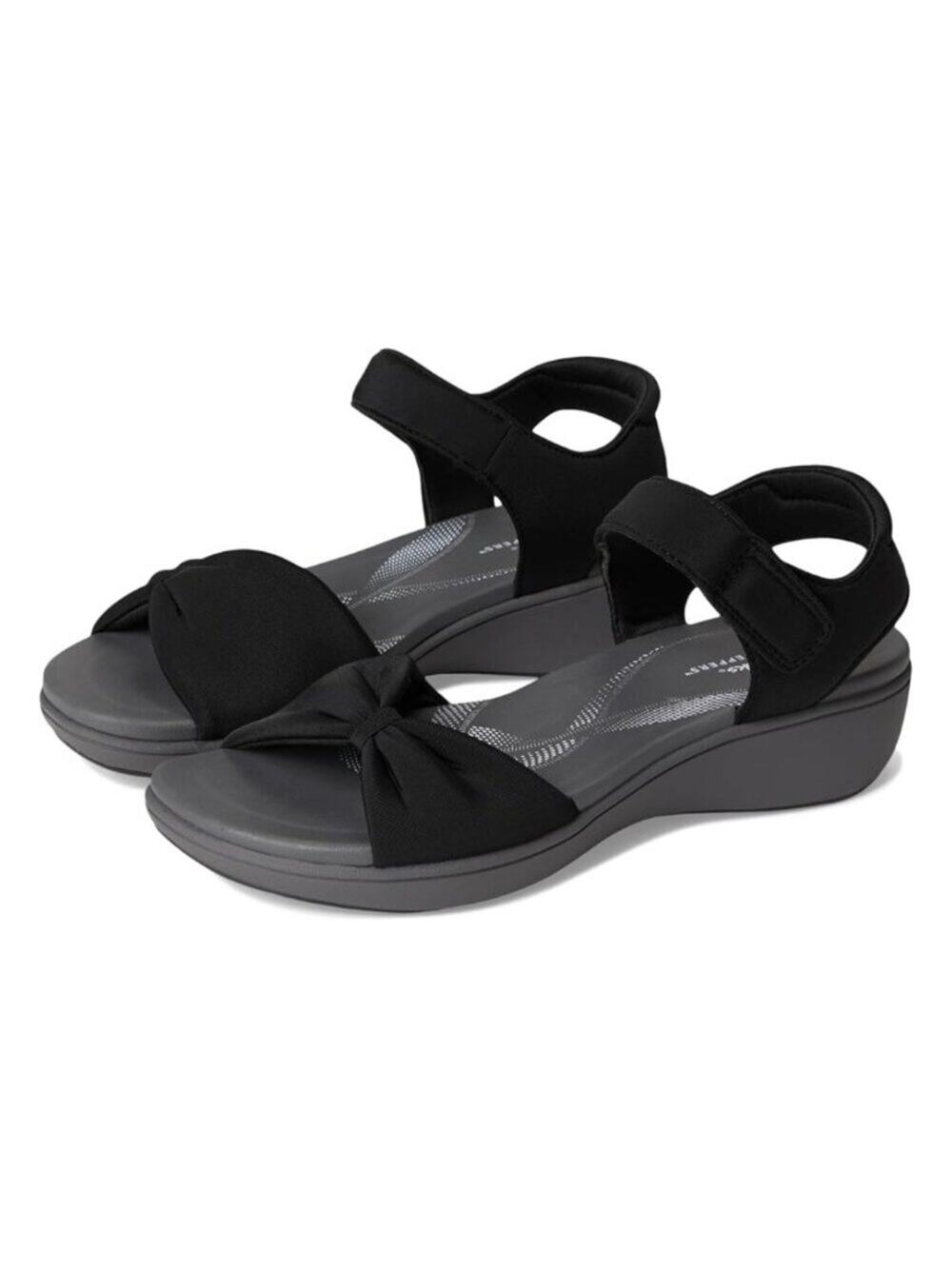 Clarks Cloudsteppers Breezerae Sara Comfort Bow Sandals Black NEW - Size 7M